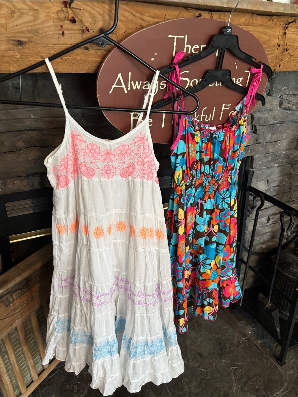 Girls White Embroidered Tie-Strap Sundress also Tie up Dress from Bonnie Jean